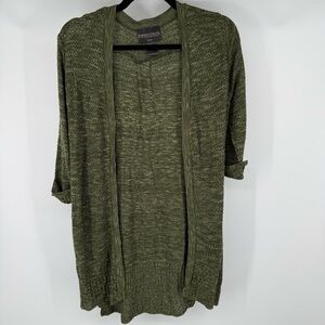 Absolutely Creative Worldwide Olive Open Front Cuffed Cardigan